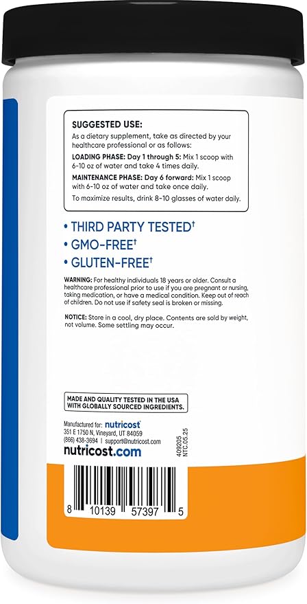 Nutricost Creatine Monohydrate Powder (Mandarin Orange, 500 Gram) - Micronized Creatine Supplement - Vegan, Non-GMO, Gluten Free-StrideForce Fitness