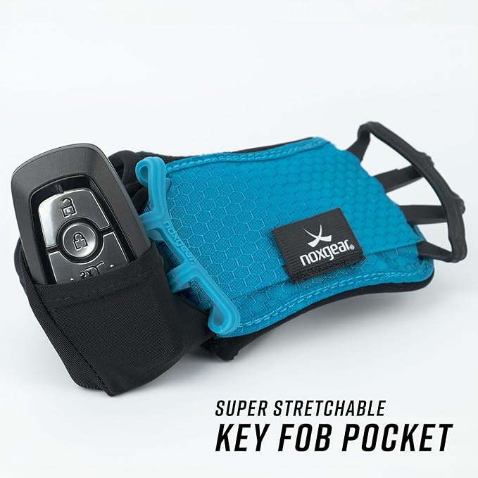 Noxgear Hand Held Phone Holder - Handheld Grip Phone Holder with Key Fob & Card Slot for Running, Jogging & Working Out - Compatible with All Phones (iPhone, Samsung & Google) - Machine Washable