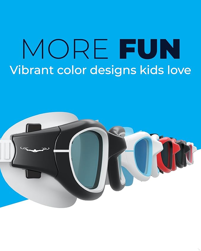 AqtivAqua Swimming Goggles for Kids, MINI-DX Wide View Swim Goggles for Kids Boys Girls, Anti Fog No Leaking-StrideForce Fitness