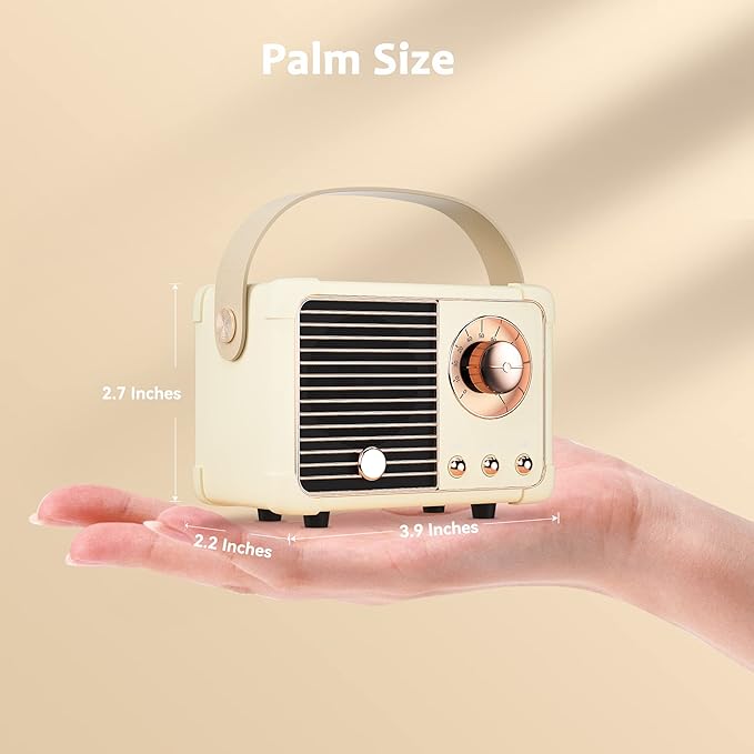 Retro Bluetooth Speaker,Wireless Vintage Small Speaker with Stereo Sound,Hands-free Call,400mA Battery,TF Card, Aux Line,Water-Proof For iOS Android Smartphone Home Office Gift Ideas White-StrideForce Fitness