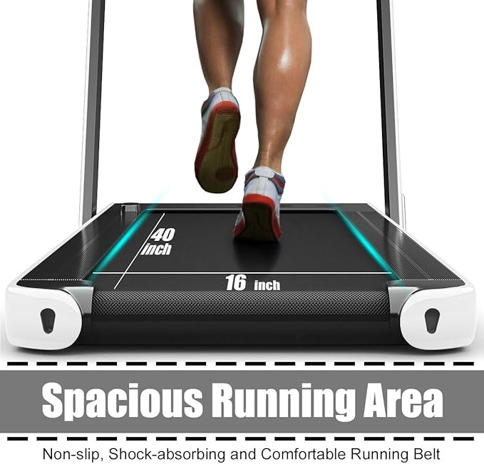 GYMAX Walking Pad, 2.25HP Foldable Treadmill with Smart App & Remote Control, Bluetooth LED Monitor, Small Spaces Compact Running Machine, Folding Portable Under Desk Treadmill for Home Office-StrideForce Fitness