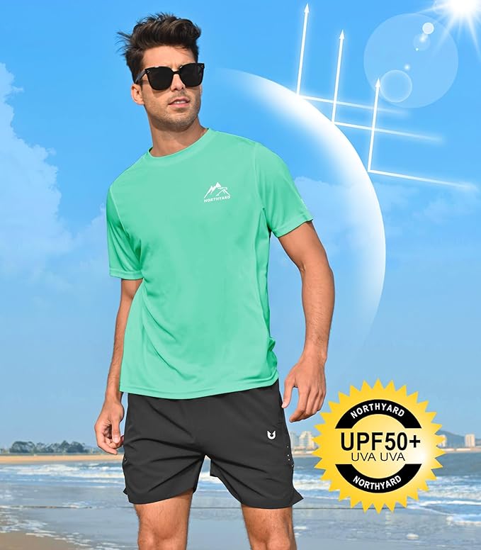 NORTHYARD Men's UPF 50+ Sun Protection Shirts Swim SPF UV Quick Dry Short Sleeve T-Shirts for Athletic Fishing Rash Guard-StrideForce Fitness