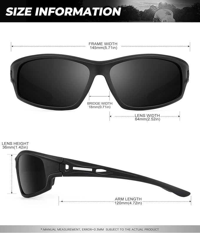 Polarized-Sunglasses-Men Sports Mens-Sunglasses: Sun-Glasses with UV400 Protection for Driving Golf Fishing Running-StrideForce Fitness