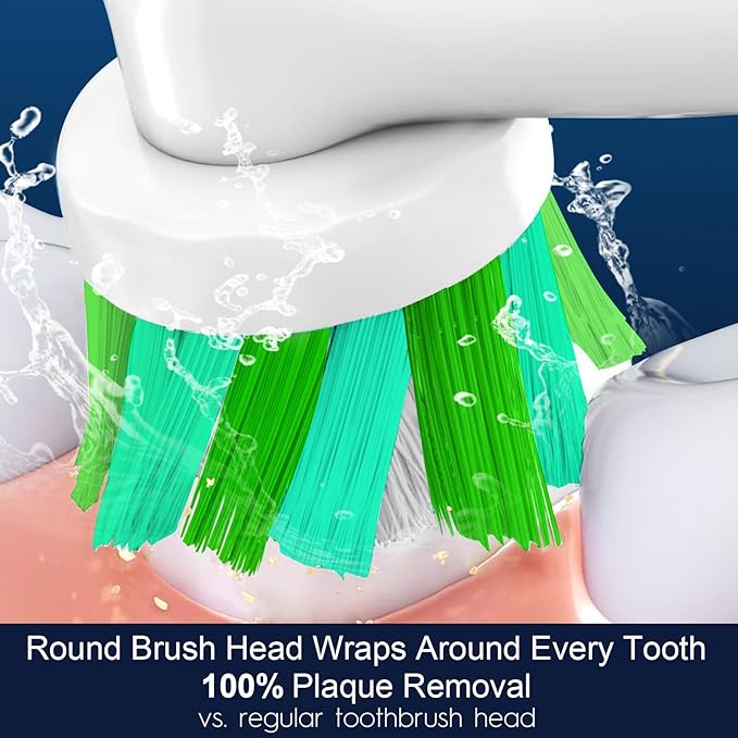 8 Count Cross Clean Replacement Heads Compatible with Oral B Braun for Deep Clean, Brush Heads Compatible with Oral B Pro 1000/500/Genius x/Smart 1500 Electric Toothbrush Heads (White)