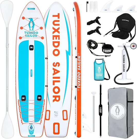 Tuxedo Sailor Kids Inflatable Paddle Board Lightweight and Safe Fishing Stand Up Paddle Board for Adults with Accessories-StrideForce Fitness