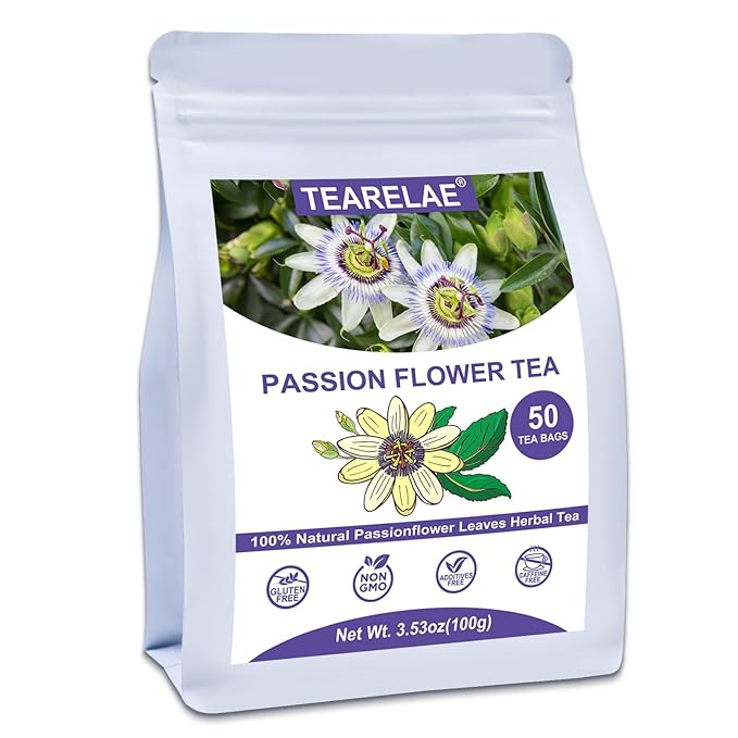 TEARELAE - Passion Flower Tea, 50 Count - Pure Passionflowers Leaves Tea Bags - Pasiflora Tea for Relaxation & Sleep- Non-GMO - Caffeine-Free-StrideForce Fitness
