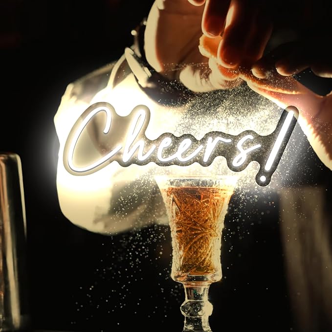 Cheers Neon Signs Cheer Sign for Bar Light Sign for Wall Decor USB Powered Neon Sign for Bar Club Gaming Room Home Birthday Party Decor Sign Gift White (18.5 * 6.69in)-StrideForce Fitness