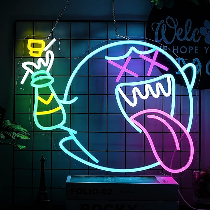 Ghost Neon Sign for Wall Decor Ghost Face Neon Light Gaming Led Neon Signs Colorful LED Neon Lights for Gaming Zone Man Cave Bedroom Decoration-StrideForce Fitness