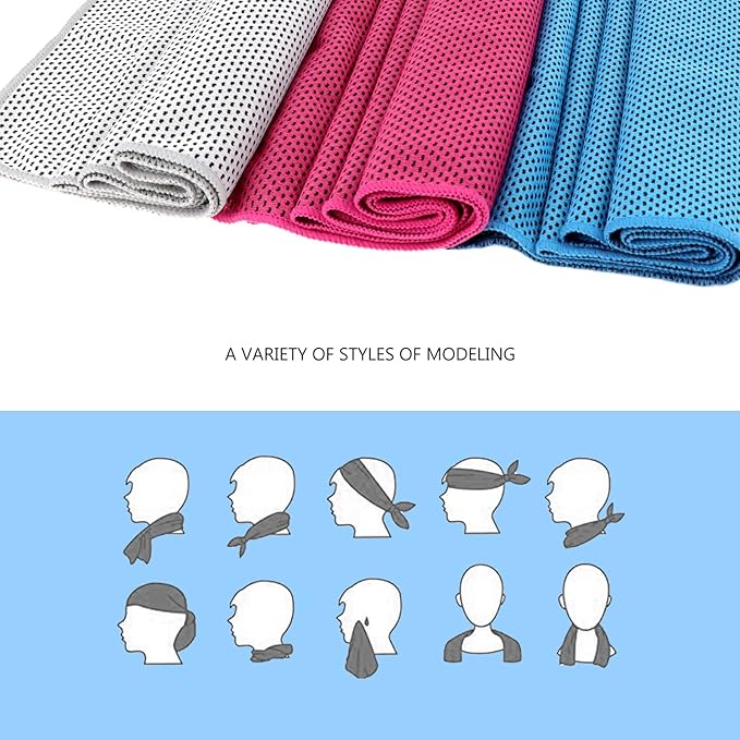 Biange Cooling Towel (Pack of 20, 40"x12") with Pouches for Sports, Workout, Fitness, Gym, Yoga, Golf, Pilates, Travel, Camping & More-StrideForce Fitness