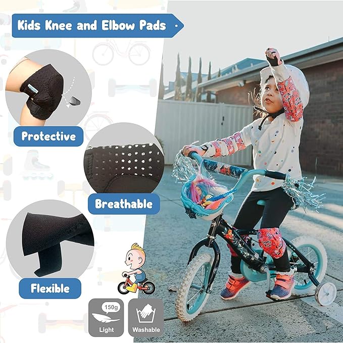 Soft-Style Kids Knee and Elbow Pads with Bike Gloves, Flexible Impact-Resistant Gear for Ages 2-11, Designed for Balance Bikes, Roller-Skating, and Skateboarding-StrideForce Fitness