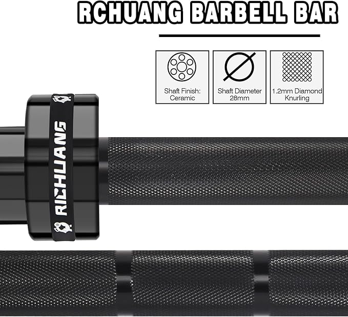 Olympic Barbell 45lb (20kg) - 7ft Bearing Spin Bar for Weightlifting and Strength Training,Ceramic Coating,500 LBS Capacity,28mm High Whip,Fits 2" Plates,for Home Gym-StrideForce Fitness