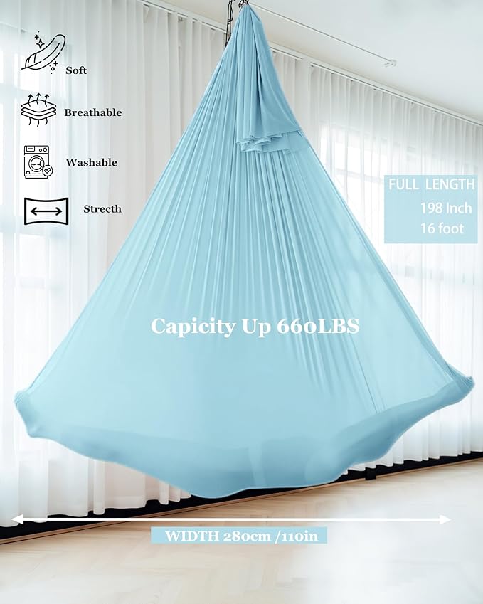 F.Life Aerial Silk Yoga Hammock & Swing for yoga Inversion,Strength training,starter hardware kit-StrideForce Fitness