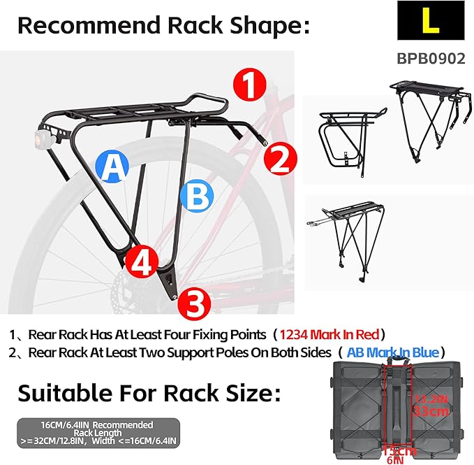 Rhinowalk Bike Pannier Bag for Bicycle Rear Rack Bag 22/40/50L Cycling Saddle Bag Luggage Storage Bag for Long Distance with Rain Cover-StrideForce Fitness