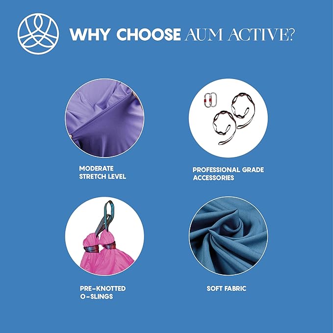 Aerial Silk Yoga Hammock & Swing for Home, Inversion Exercises, Starter Kit for All Levels - Durable with Extension Straps, Carabiners, and Pose Guide-StrideForce Fitness