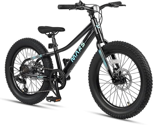 Glerc Mars Kids Mountain Bike, 20 24 Inch Fat Tire Bike for Teen Ages 6-14 Year Old, Bicycle with 2.8-Inch Wide Tires and 6 Speed Drivetrain, Multiple Colors-StrideForce Fitness