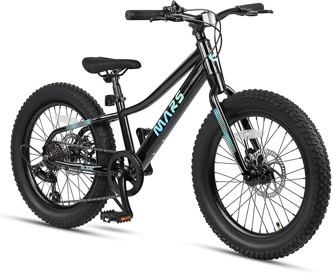Glerc Mars Kids Mountain Bike, 20 24 Inch Fat Tire Bike for Teen Ages 6-14 Year Old, Bicycle with 2.8-Inch Wide Tires and 6 Speed Drivetrain, Multiple Colors-StrideForce Fitness
