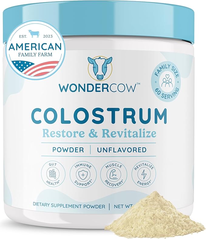 Colostrum Supplement Powder for Gut Health, Immune Support, Muscle Recovery & Wellness | Natural IgG Pure Whole Bovine Colostrum Superfood, Unflavored, 60 Servings-StrideForce Fitness