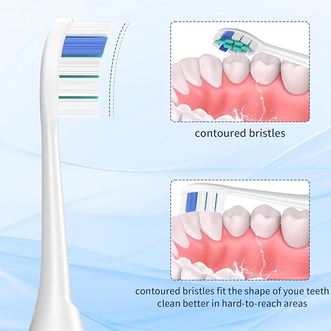 TAWEE Electric Toothbrush Replacement Heads Compatible with Philips Sonicare Click-On Handles Medium Soft End-Rounded Bristles for Plaque Control Travel case10 Pack