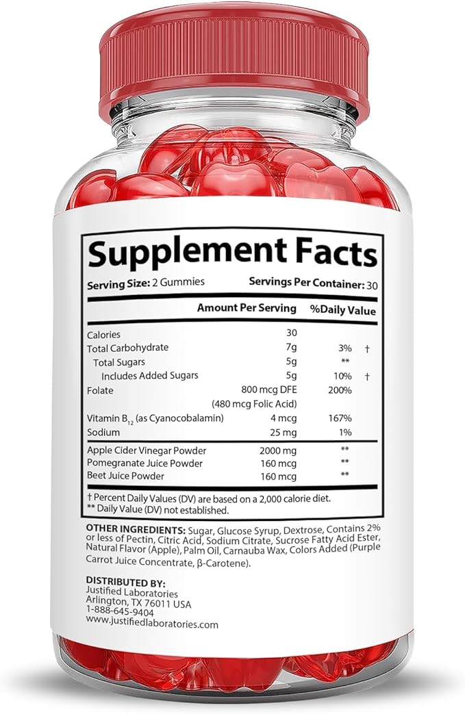 Justified Laboratories (5 Pack Trim Tummy Keto ACV Gummies Extreme 2000MG Trim Tummy Keto Gummies Apple Cider Vinegar Formulated with Pomegranate Beet Juice Powder B12 Vegan Non GMO 300 Gummys-StrideForce Fitness