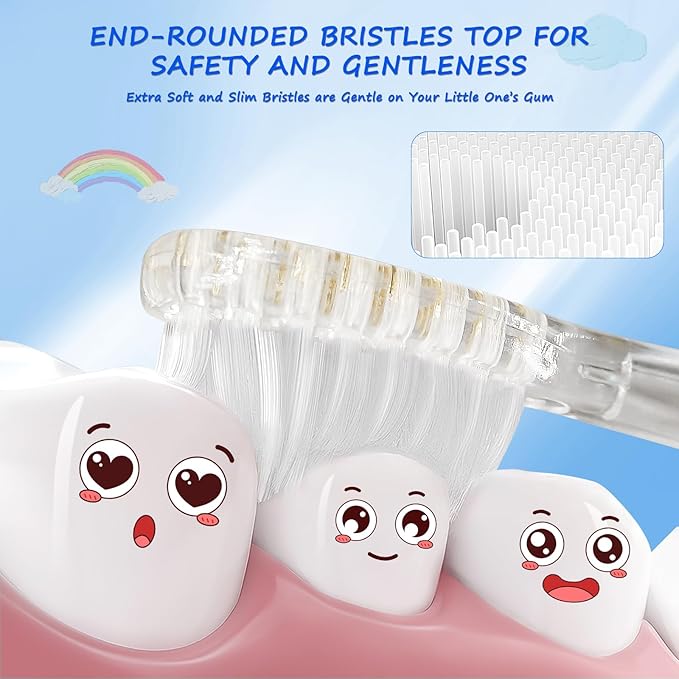 teeteck Electric Toothbrush for Kids - Toddler Electric Toothbrush with Magnetic Charging, Includes 2 Brush Heads, Magnetic USB Charging Cable for Ages 1-6 Boys Girls (Blue)