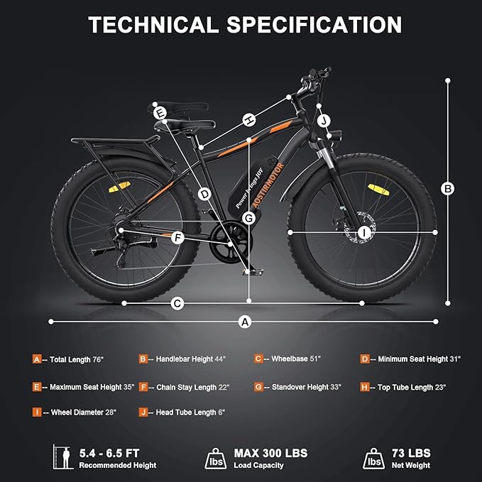 aostirmotor 750W Electric Bike for Adults 26"×4" Fat Tire Electric Bike 48V 13AH Lithium Battery Adult Electric Bicycles, 28MPH E Bike for Adults, Shimano 7 Speed Electric Mountain Bike-StrideForce Fitness