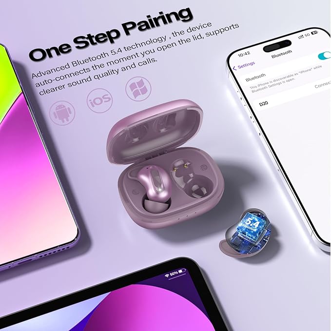 Sleep Earbuds, Mini ANC Wireless Earbuds Bluetooth 5.4 Headphones Deep Bass Stereo, 48H Playtime Ear Buds, 4 ENC Noise Cancelling Mic, In Ear IP7 Waterproof Earphones for Side Sleepers,Touch Control-StrideForce Fitness