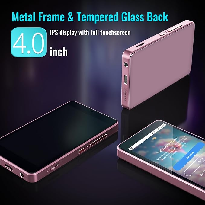 MP3 Player for Kids with Spotify, Parental Controls, Spotify Kids, Audible, Amazon Music, Libby, 4.0” IPS Kids Music Player Up to 512GB (Pink)-StrideForce Fitness