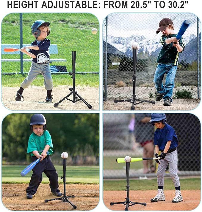 Baseball Tee for Kids,Batting Tee,Softball Tee,tee Stand, Youth Hitting Tee,Teeball Tee,Travel Tee,Easy Adjustable Height 20.5-30.2inch-StrideForce Fitness