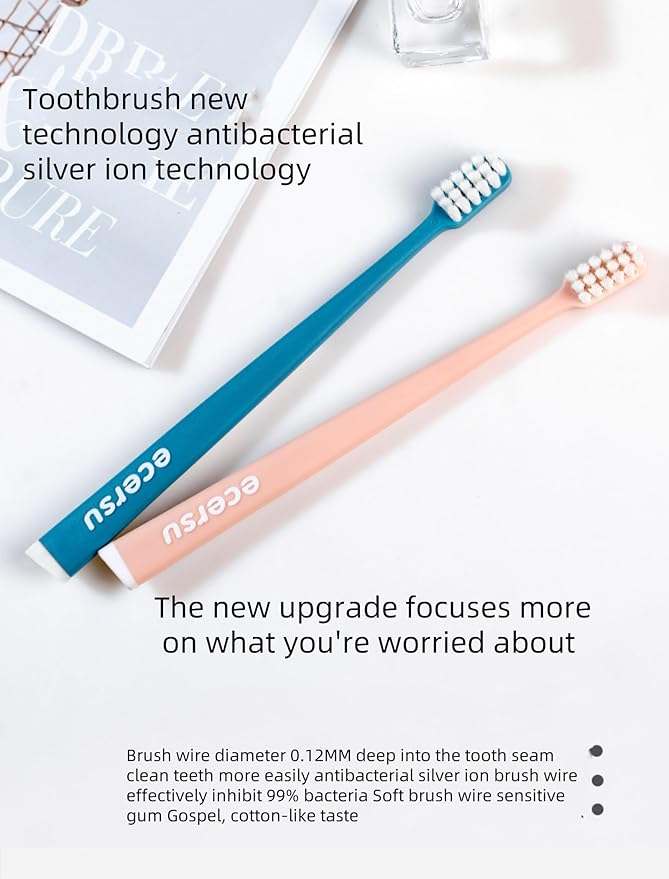 Japanese Toothbrush (4 Per Box) for Adult Couples, Small Head Ultra-fine Soft bristles, Family (Modiran, 4 Per Box)