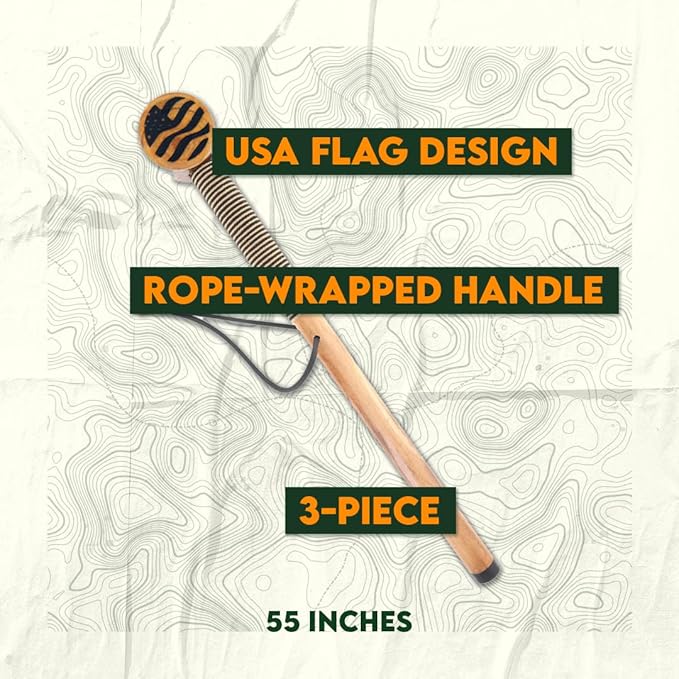 SE 3 Piece 55" Detachable Pine Wood Walking/Hiking Stick with Metal Tip, Reinforced Rubber Tip, and Water-Resistant Travel Pouch - Portable and Durable for Outdoor Adventures-StrideForce Fitness