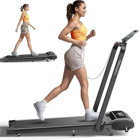 Walking Pad Treadmill with Incline, 2 in 1 Foldable Treadmills for Home Small Office, 300lbs Portable Compact Under Desk Treadmill with App, Remote Control and LED Display-StrideForce Fitness