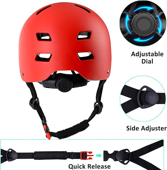 Bike Helmet 3 Sizes for Teenager Kids Youth Adults,Bavilk Skateboard Helmet Adjustable Multi-Sport Bicycle Cycling Scooter Roller Skate Inline Skating Rollerblading for Girls Boys Women Men Teen-StrideForce Fitness