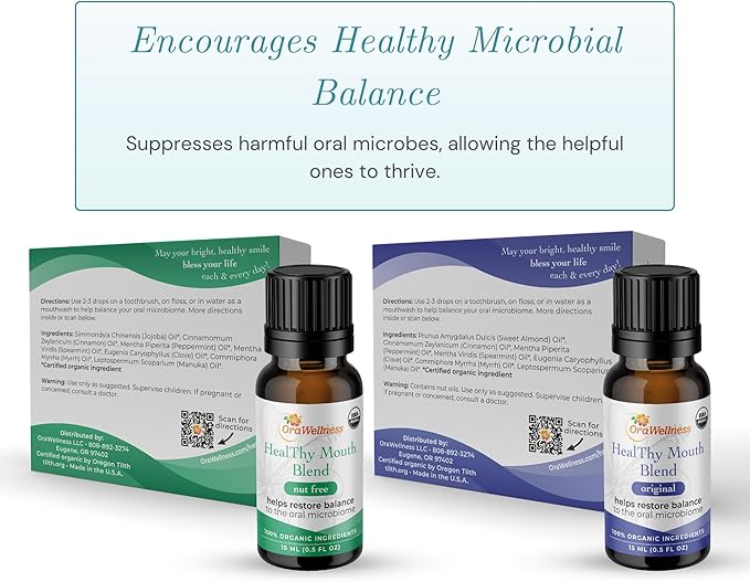 OraWellness Nut Free Healthy Mouth Blend Organic Toothpaste & Mouthwash Alternative Tooth Oil, Natural Mouth Rinse for Healthy Teeth & Gums for Women, Men and Kids, Pack of 1