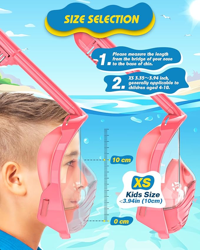 QingSong Kids Snorkel Mask Full Face, Snorkeling Set with Camera Mount, Foldable 180 Degree Panoramic View Snorkeling Gear Anti-Fog Anti-Leak-StrideForce Fitness
