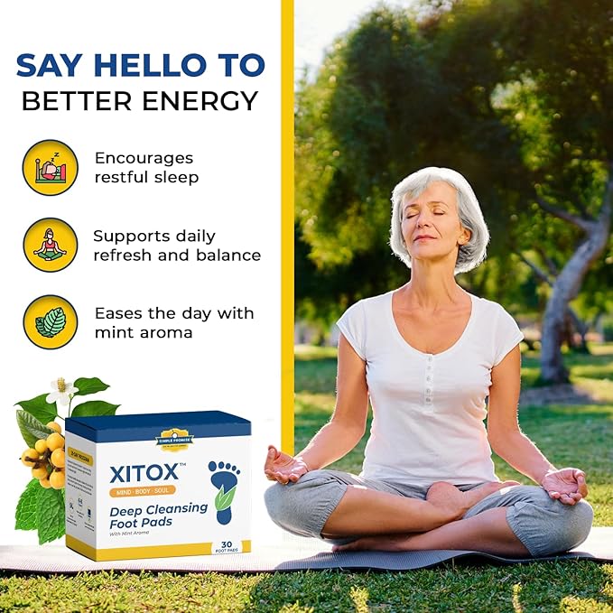 Simple Promise - Xitox Deep Cleansing Foot Pads - Supports Restful Sleep & Helps Remove Tension - Natural Herbal Ingredients for Feet - Comfortable Adhesive & Easy Peel - 30 Foot Patches - Mint Aroma-StrideForce Fitness
