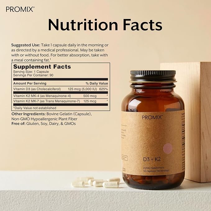 Promix Nutrition Vitamin D3 K2 5000iu supplement | MK4 & MK7 | Soy & Gluten Free - 90 count capsule-StrideForce Fitness