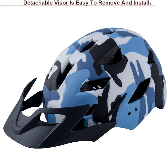 Kids Bike Helmet,Bavilk Kids Boys Girls Bike Helmets with LED Light Detachable Visor Children Youth Teen Multi-Sport for Skating Cycling Scooter Skateboard Adjustable & Lightweight 19.7"-22.4"-StrideForce Fitness