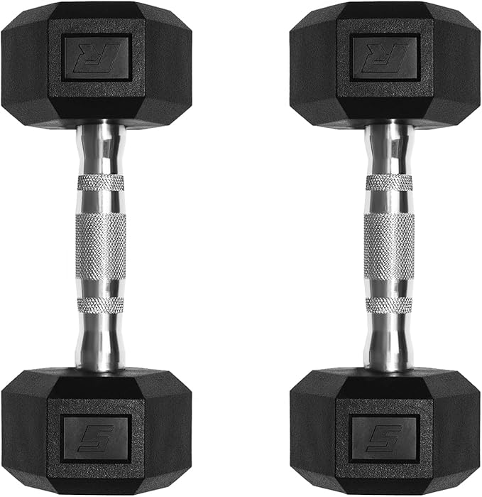 RitFit 5-650 LBS PVC Encased Hex Dumbbell Sets with Optional Rack for Home Gym, Hand weight with Chrome Handle for Strength Training, Workouts-StrideForce Fitness