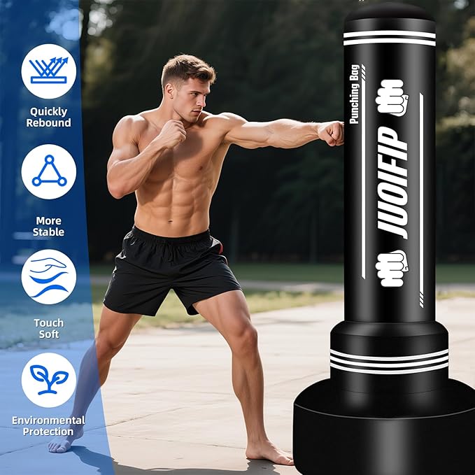 Freestanding Punching Bag with Stand, Men Standing Kickboxing Bag, Heavy Boxing for Adult Teens, Suitable for MMA Dummy Karate Home Gym Training Equipment （Excludes Gloves and Pumps）-StrideForce Fitness