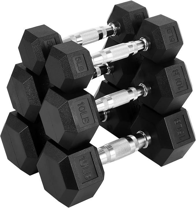 Hex Dumbbells Set, PVC Coated Exercises & Fitness Dumbbell Weights Set for Strength Training Home Gym-StrideForce Fitness