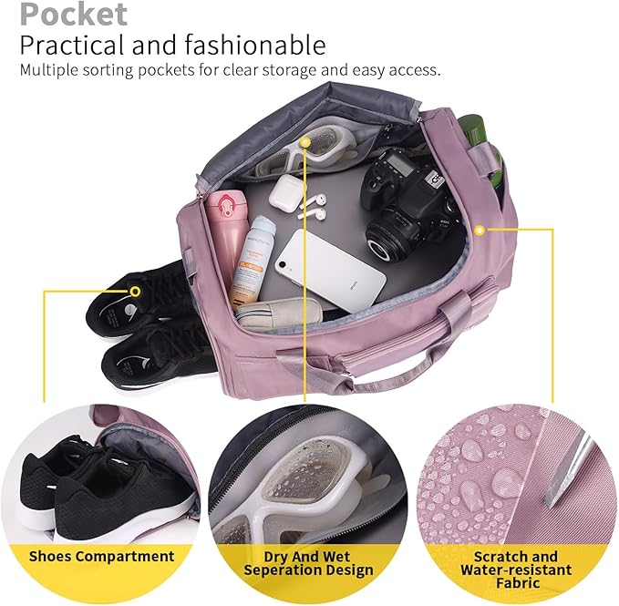 FIORETTO Women's Gym Duffle Bag with Shoes Compartment, 37L Capacity, Ideal for Travel, Gym, Sports, Duffel, Weekender-StrideForce Fitness
