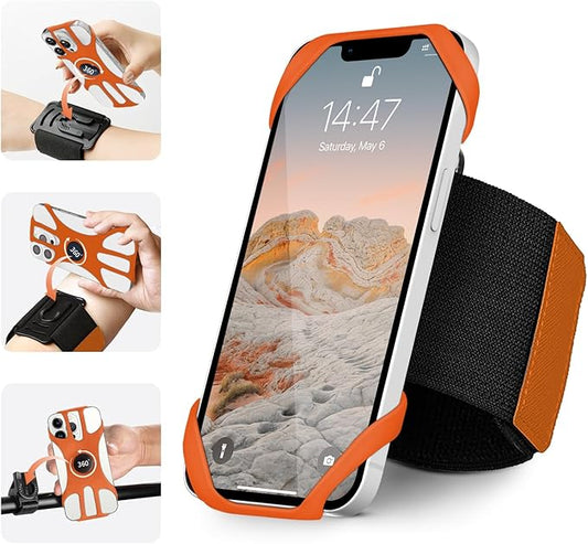 3in1 Phone Holder for Running,Arm Band/Wrist Holder/Bike Mount,Phone Armbands 360° Rotation & Detachable Fit All 4.5-7" Cellphone for iPhone 16/15/Pro/ProMax/14/13/12/mini/Pro Max/XS/XR-StrideForce Fitness