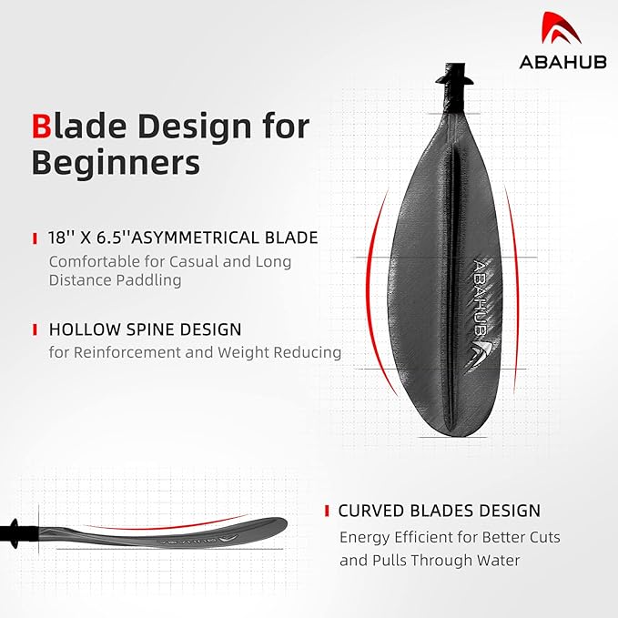 Abahub Kayak Paddle, 90.5 Inches Kayaking Oars for Boating, Canoeing with Free Paddle Leash, Aluminum Alloy Shaft Black/Blue/Green/Orange/Yellow Plastic Blades-StrideForce Fitness