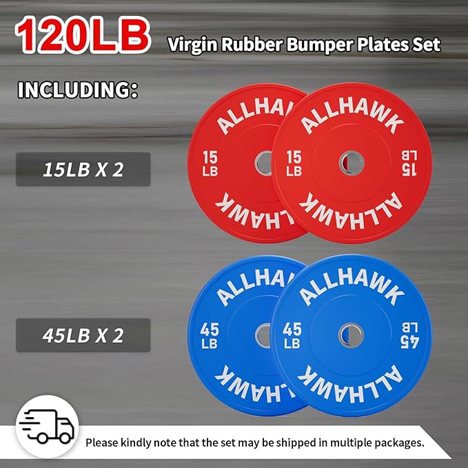 Colored Olympic Weight Plates, 2-inch Rubber Bumper Plate Set for Home Gym Barbell Weight Lifting and Strength Training-StrideForce Fitness