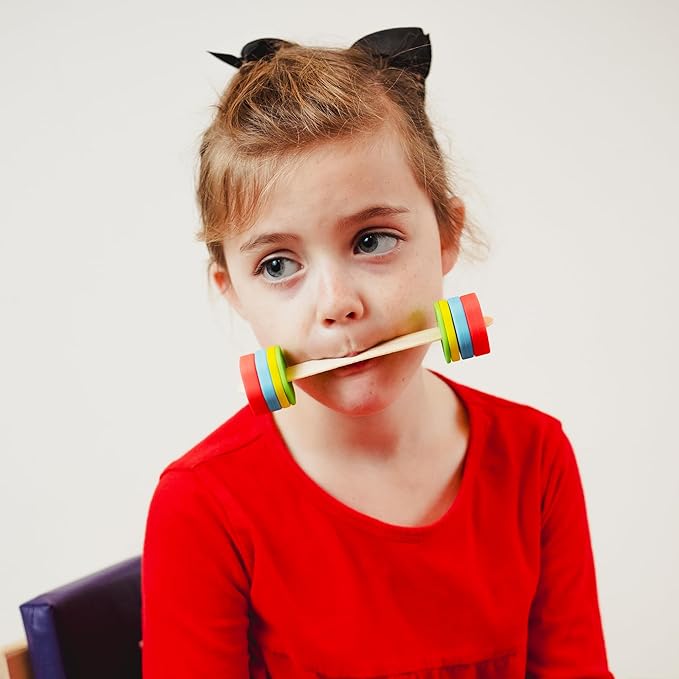 TalkTools Lip Gym with 100 Tongue Depressors - Fun Lip Fitness Program - Teaches/m, b, p/, Assists with/r/Production - Quick Reference Chart - Fits Standard ⅝” Tongue Depressors - No Harmful Toxins