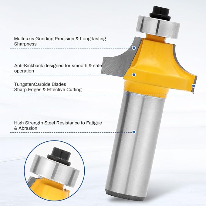 Rail Guide Coping Sled for Router Table,with 3 Packs Roundover Router Bit,Precise Clean Joints, Cabinet Doors, Drawer Fronts, Coping Jig For Router (5” Wide x 1-1/4”)-StrideForce Fitness