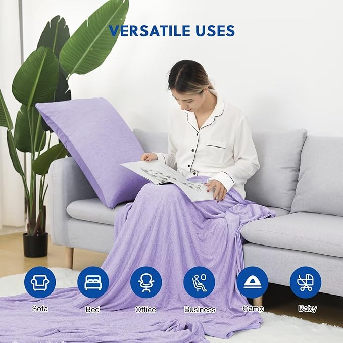 HOMFINE Cooling Blankets for Hot Sleepers - Summer Blanket Thin Lightweight Breathable Soft Double Side Enhanced Cooling for Bed Couch Sofa, Keep Cool for Night Sweats (Purple, 60 x 80 inches)-StrideForce Fitness