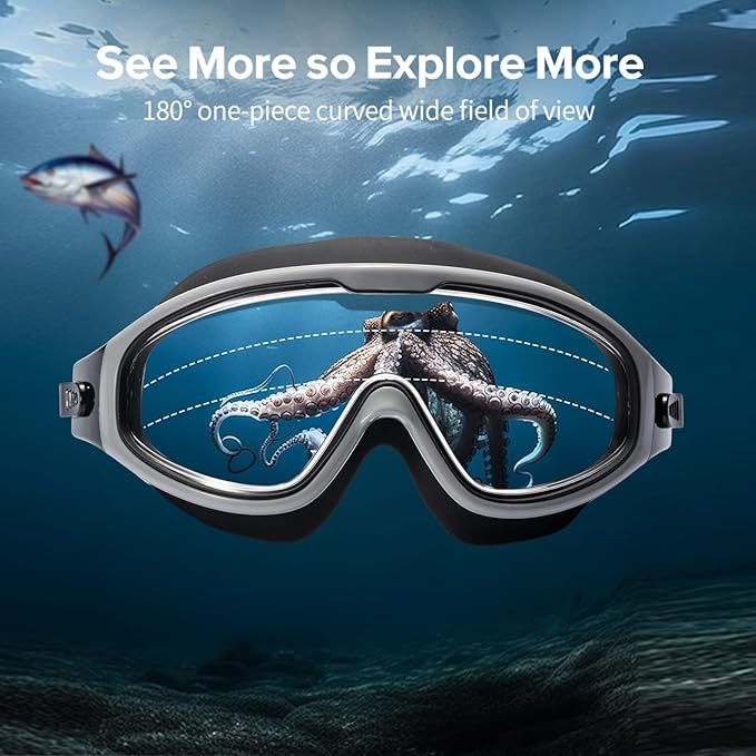 Adult Swimming Goggles,Leak-Proof,Anti-Fog Pool Glasses,Wide View Swim Goggles with Ear Plugs and Nose Clip-StrideForce Fitness