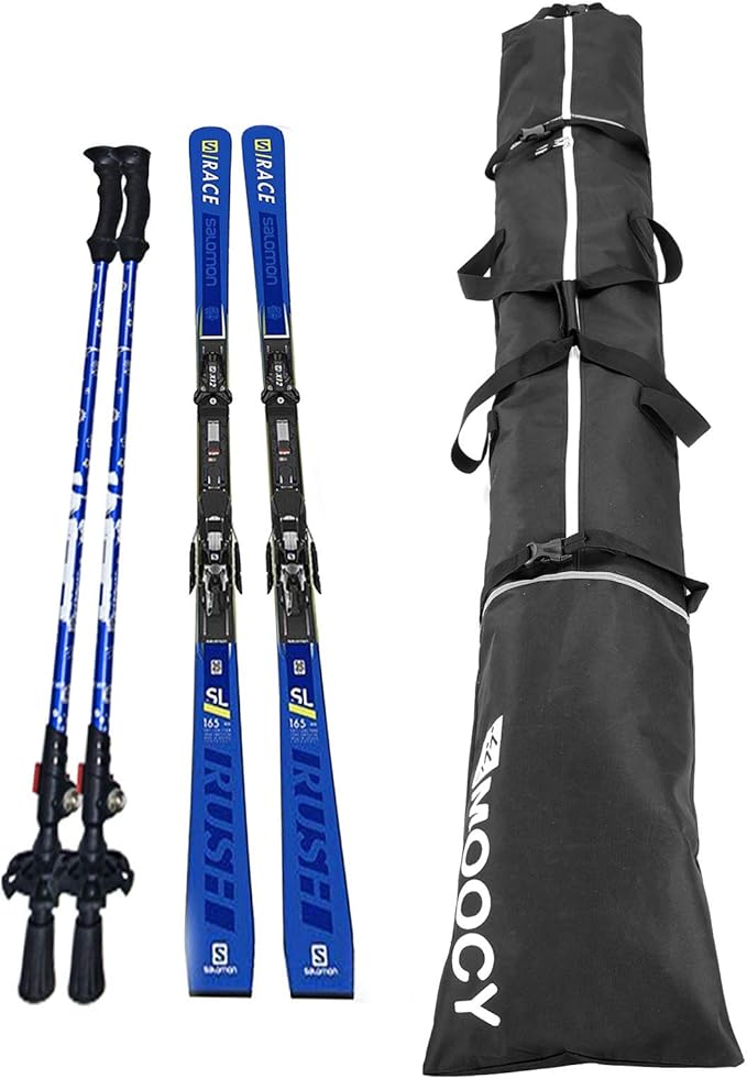MOOCY Ski Bag for Air Travel, Unpadded Snow Bag Fits Skis Up to 200cm, Carrying Bag for Adults and Children-StrideForce Fitness