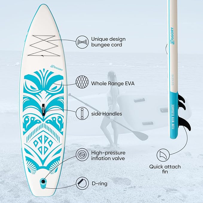 Inflatable Paddle Board,Stand Up Paddle Board Set, Extra Wide SUP Board with Removable Fin, Floating Paddle, Hand Pump, Waterproof Phone Pouch,Traveling Board-StrideForce Fitness